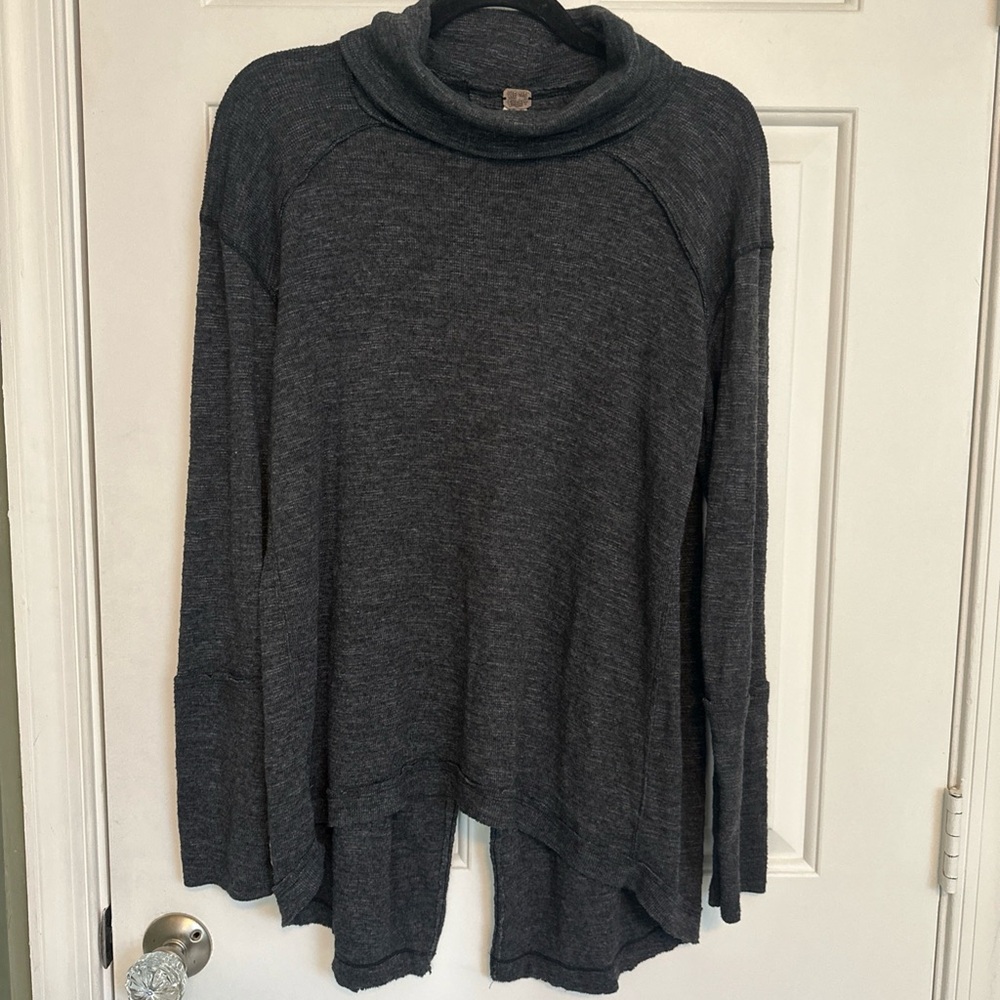 We The Free Dark Gray Cowl Neck Sweater